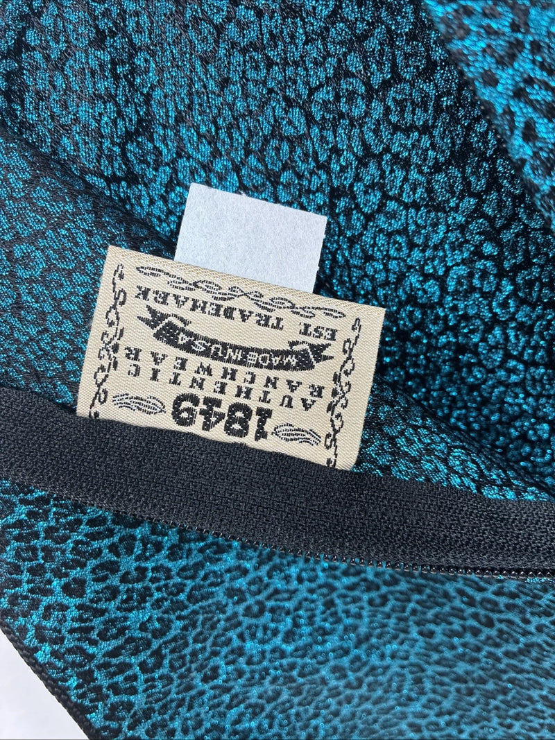 New Women’s 1849 RanchWear Blue Cheetah Print Zip Up Vest Small YY-45