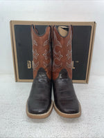 New Youth Brown DBL Barrel Cowboy Boots. 4475202 3.5 3 1/2. 22-77