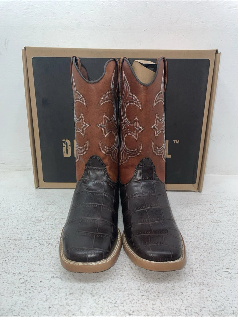 New Youth Brown DBL Barrel Cowboy Boots. 4475202 3.5 3 1/2. 22-77