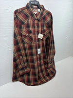 New Men’s ELY Cattleman Red Yellow Flannel Long Sleeve Pearl Snap 4XL E-97