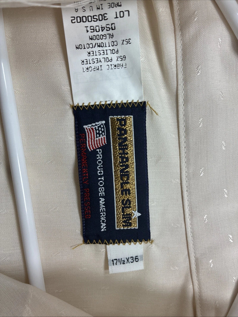 New Men’s Panhandle Slim Off White Design Long Sleeve Pearl Snap 17.5 XL T-18