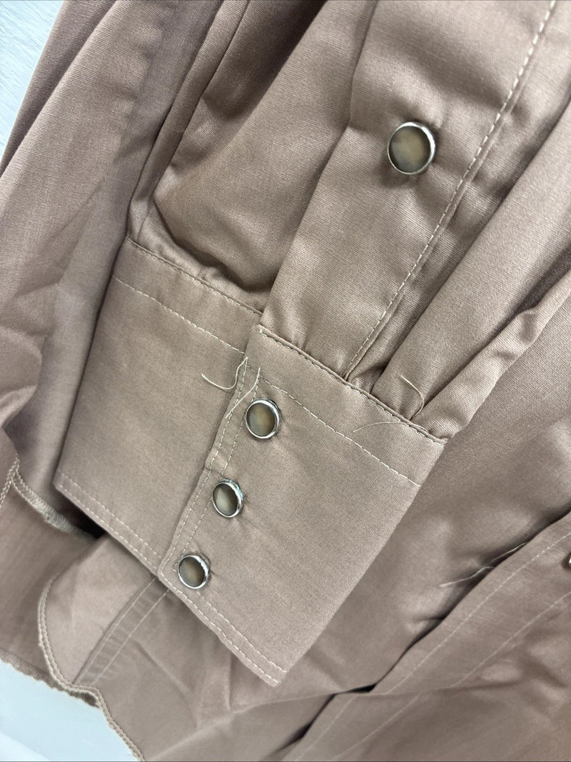 New Men’s Tem Tex Brown Western Long Sleeve Pearl Snap 15 X 33 Medium T-43