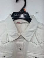 New Women’s Cumberland White Gem Long Sleeve Pearl Snap Medium KK-17