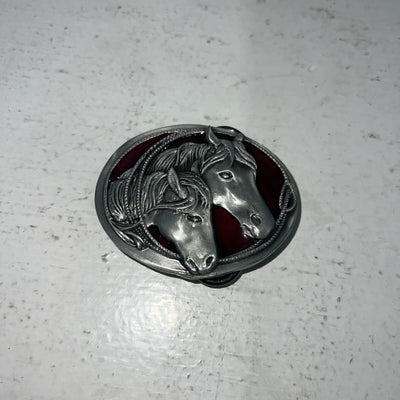 New Women’s Western Express Inc. Horsehead Belt Buckle Red. S15 A-94