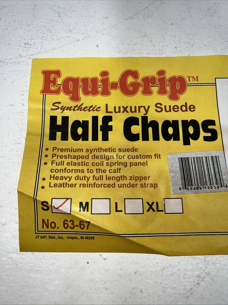 New Tough 1 Equi-Grip Synthetic Suede Half Chaps Small #63-67 H-508