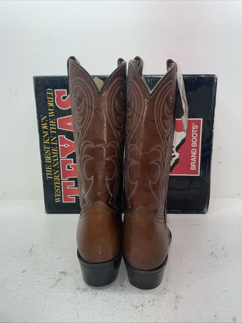 New Men’s Brown Texas Brand Cowboy Boots. 5111 10.5 10 1/2 D. 7-55