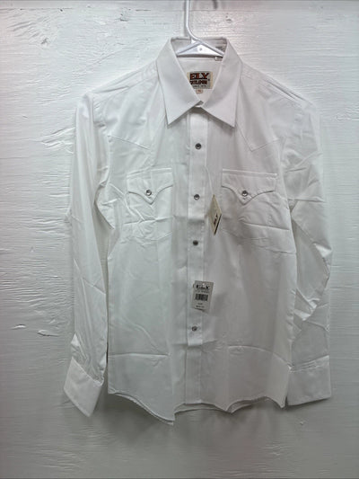 New Boys ELY Cattleman White Long Sleeve Pearl Snap size 16 CC-76