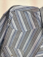 New Women’s White Horse Blue Stripe Long Sleeve Pearl Snap Large YY-124