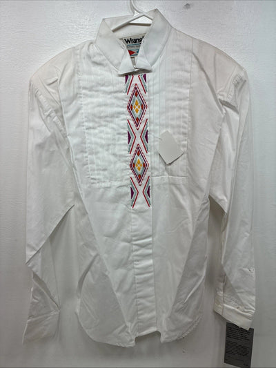 New Women’s Wrangler White Design Long Sleeve Button Up Medium TT-13