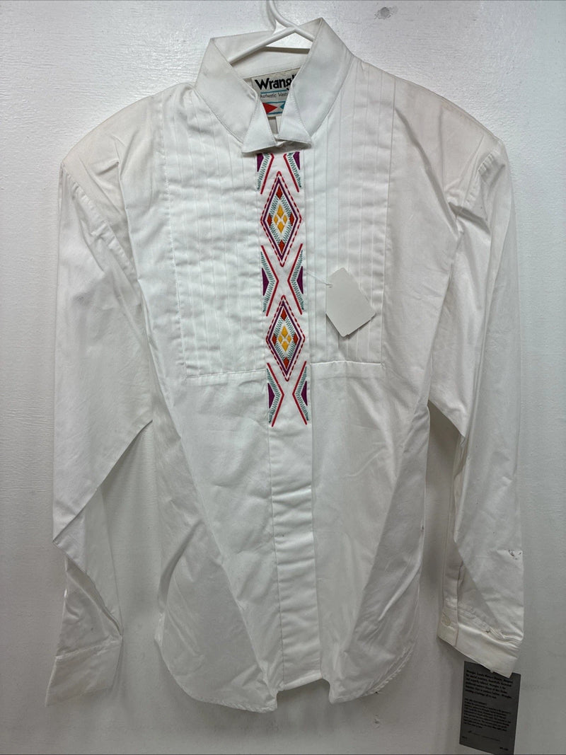 New Women’s Wrangler White Design Long Sleeve Button Up Medium TT-13