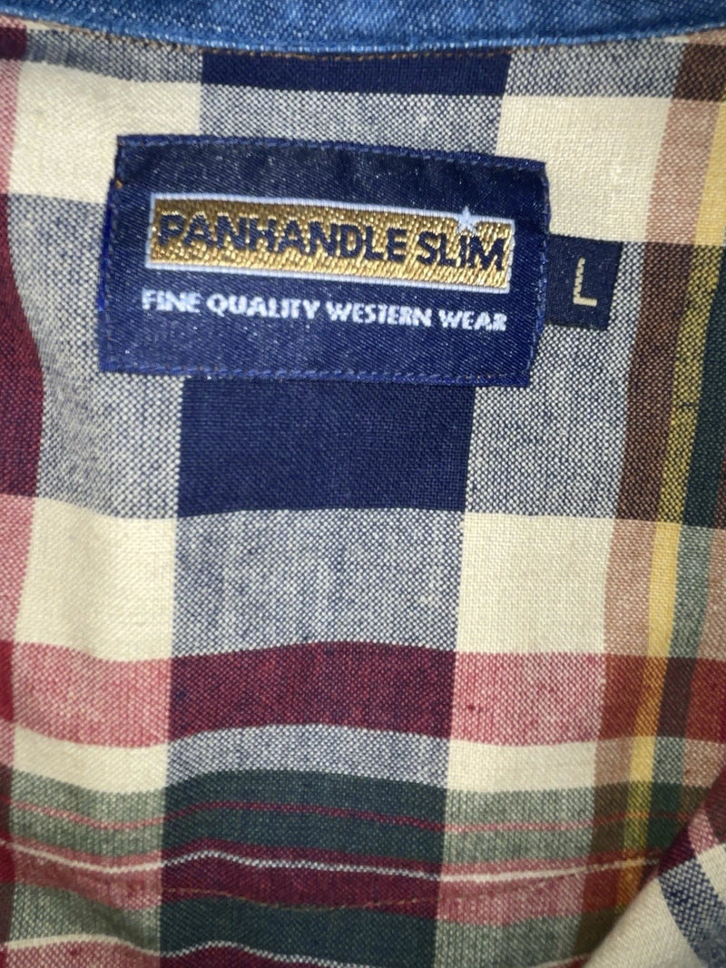 New Men’s Colored Plaid Panhandle Slim Long Sleeve Button Up Shirt L 3B-119
