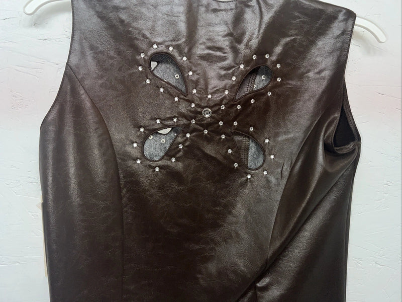 New Women’s Brown 1849 Authentic Ranchwear Show Vest XS G-609