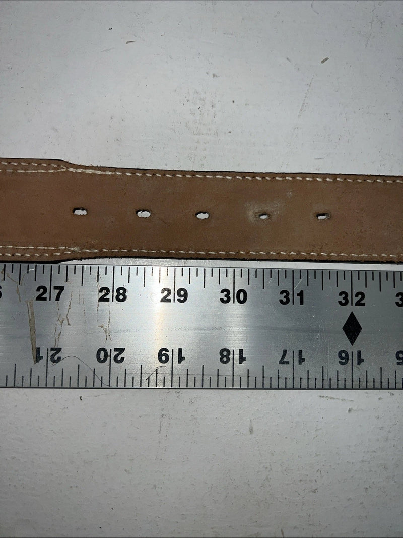 New Brown Black Perkies Hand Tooled Genuine Leather Belt 30” #7512 W-11