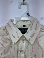New Kids White Horse Floral Long Sleeve Pearl Snap Large MM-6