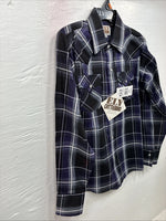 New Kids ELY Cattleman Purple Plaid Long Sleeve Pearl Snap Medium DD-28