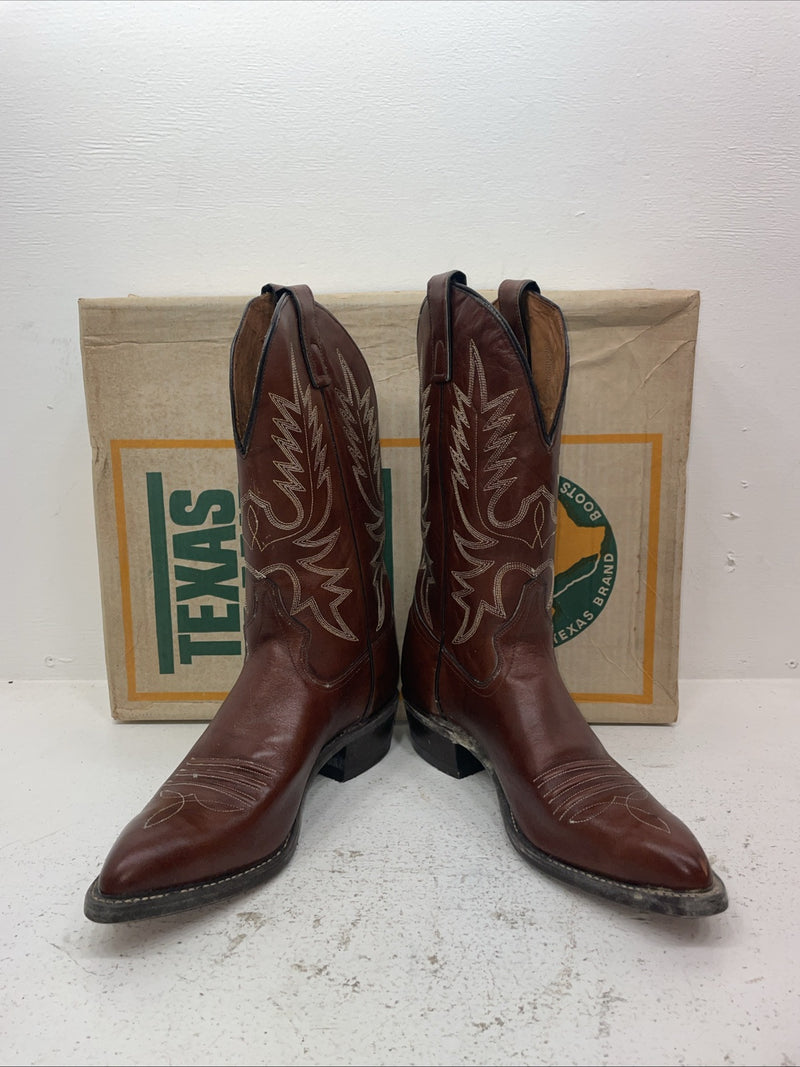 New Men’s Brown Texas Brand Cowboy Boots. 7953 10 D. 7-41