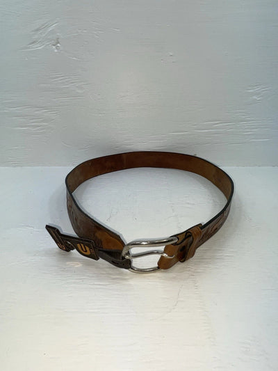 New Brown Genuine Leather Chambers Wildlife Tooled 30” Belt #6381 Z-167