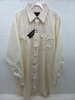 New Men’s Panhandle Slim Off White Long Sleeve Pearl Snap 18 X 34 2XL M-77