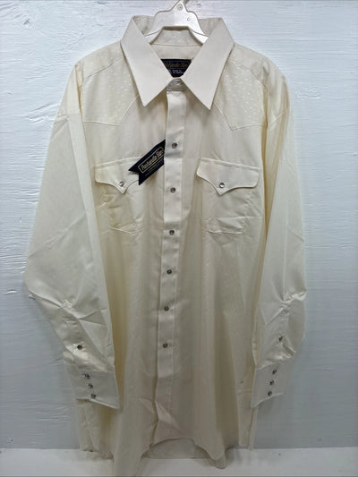 New Men’s Panhandle Slim Off White Long Sleeve Pearl Snap 18 X 34 2XL M-77