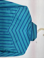 New Women’s H Bar C Blue Stripe Long Sleeve Button Up Size 10 MM-14