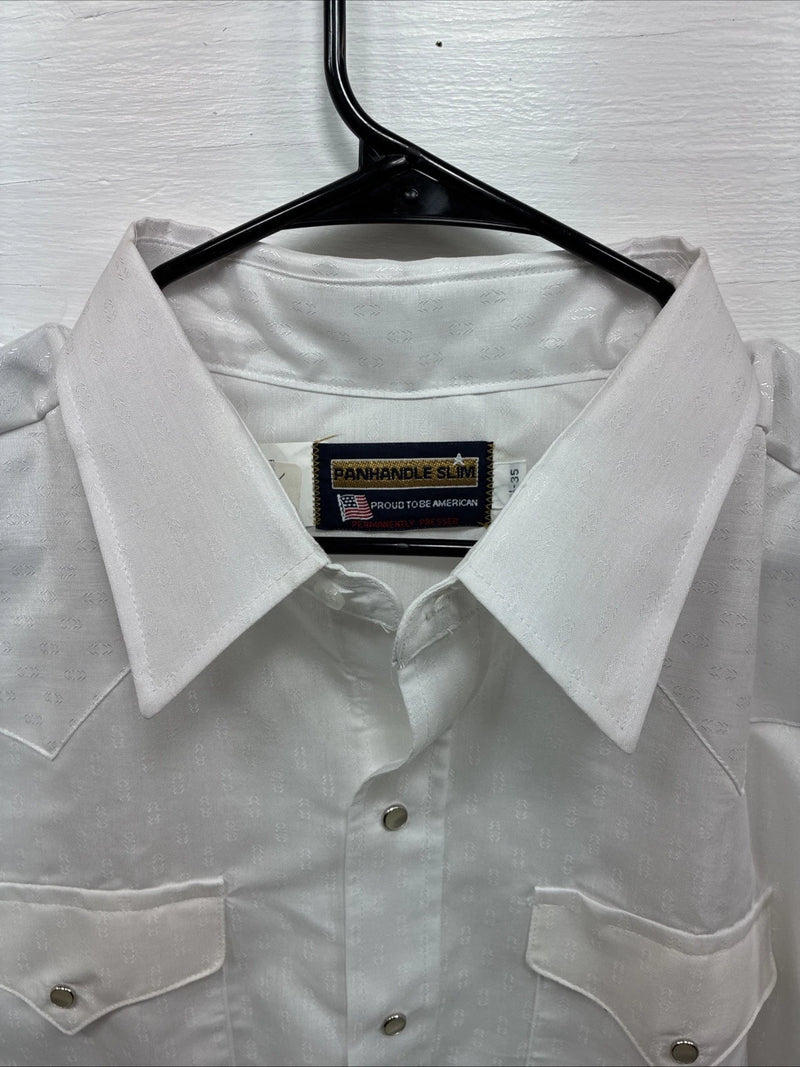 New Men’s Panhandle White Western Long Sleeve Pearl Snap 2XL E-71