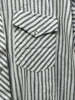 New Men’s Champion Western White Grey Strip Long Sleeve Pearl Snap 3XL E-55