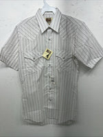 New Men’s White Pearl Snap ELY Cattleman Short Sleeve Western Shirt. Small A-172