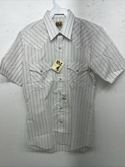 New Men’s White Pearl Snap ELY Cattleman Short Sleeve Western Shirt. Small A-172