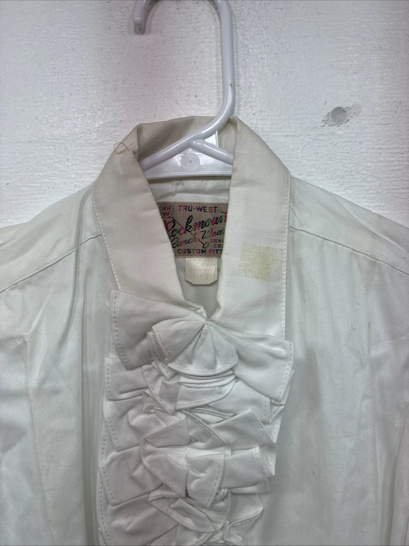 New Women’s Rockmount White Designed Short Sleeve Pearl Snap Size 0 YY-31