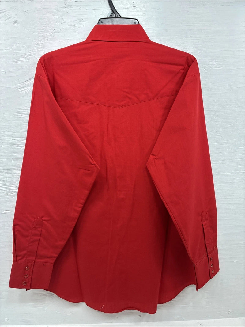 New Men’s ELY Cattleman Red Simple Long Sleeve Pearl Snap 17 XL O-70
