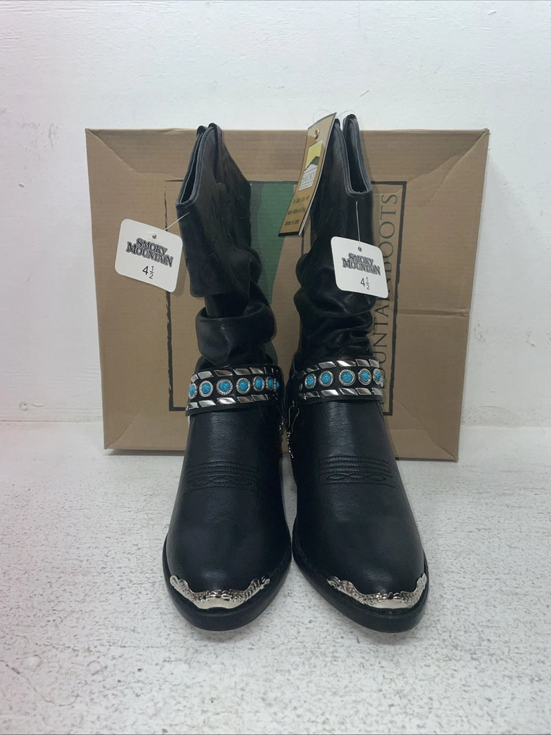 New Youth Black Smoky Mountain Cowboy Boots. 1312 Y 4.5 4 1/2. 22-79