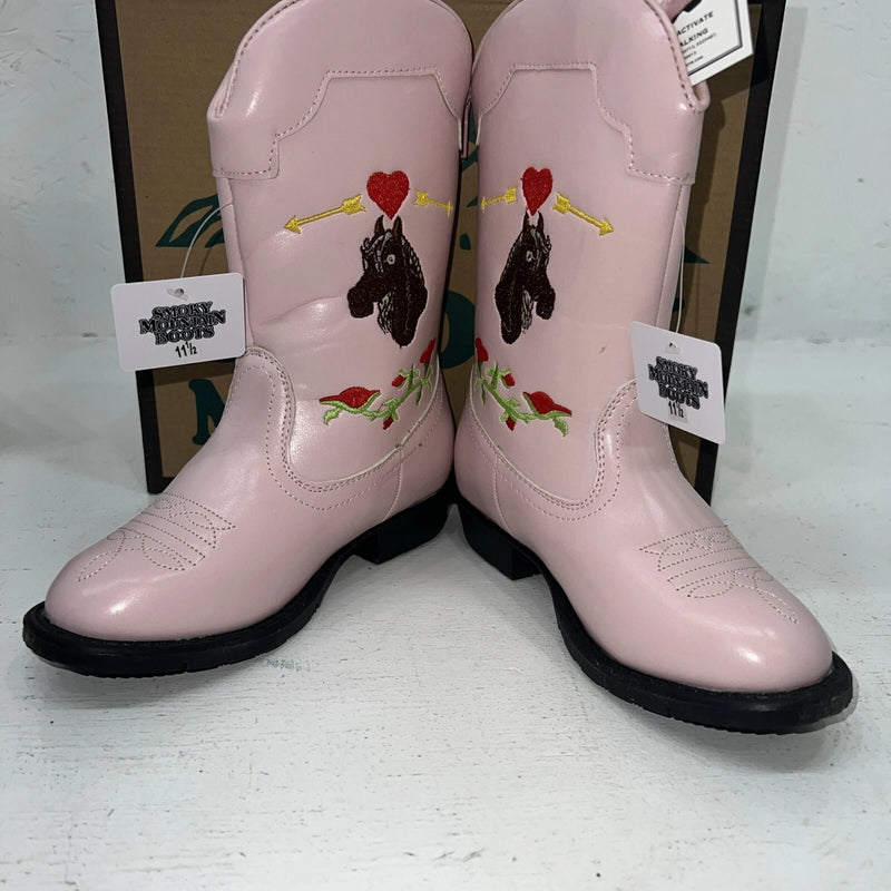 New Children’s Pink Horse Smoky Mountain Cowboy Boots. 1164 11.5 11 1/2. 24-105
