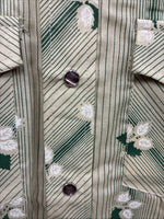 New Men’s ELY Plains Green Tan Floral Long Sleeve Pearl Snap 16.5 Large V-56