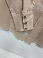 New Women’s H Bar C Tan Designed Long Sleeve Pearl Snap Size 34 II-90