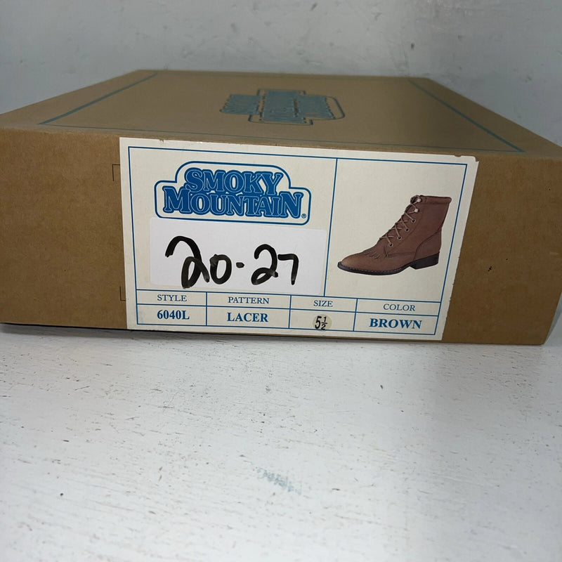 New Women’s Lace Up Brown Smoky Mountain Cowboy Boots. 6040L 5.5 5 1/2. 20-27