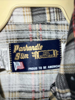 New Men’s Panhandle Slim Tan Plaid Pearl Snap Long Sleeve Shirt 10x32 Small I-27