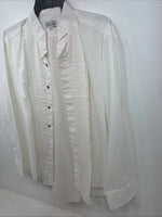 New Formal Matt White Long Sleeve Button Up English Shirt XL TT-41