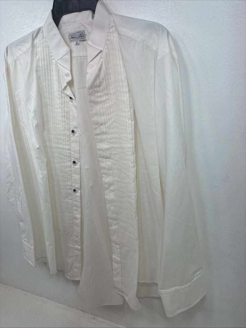 New Formal Matt White Long Sleeve Button Up English Shirt XL TT-41