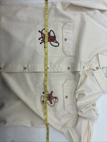 New Women’s Rochelle Forest Yellow Design Long Sleeve Button Up Medium MM-64