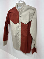 New Kids Cowboy Threads Tan Orange Long Sleeve Button Up Size 16 DD-81