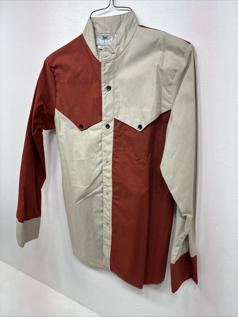 New Kids Cowboy Threads Tan Orange Long Sleeve Button Up Size 16 DD-81