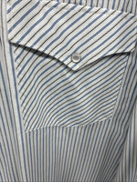 New Men’s White Horse White Striped Long Sleeve Pearl Snap 4XL F-46