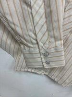 New Women’s White Horse Yellow Stripe Long Sleeve Pearl Snap Small DD-126