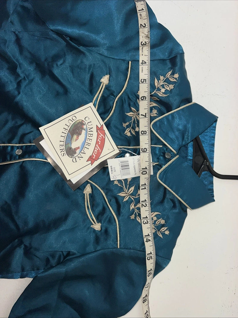 New Children’s Cumberland Outfitters Blue Satin Long Sleeve Button Up S 3C-50
