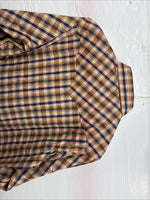 New Men’s Champion Western Yellow Brown Plaid Long Sleeve Pearl Snap Medium O-31
