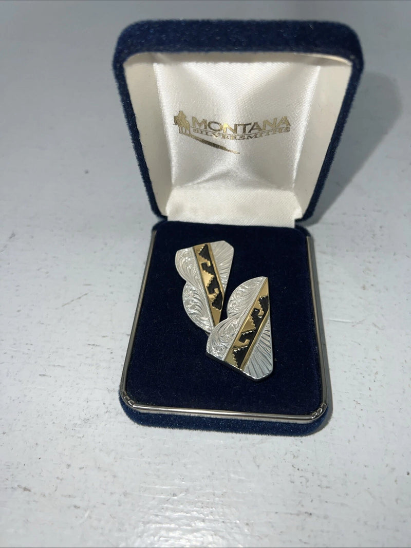 New Women’s Montana Silversmiths Gold Silver Black Collar Tips. CT4 A-37