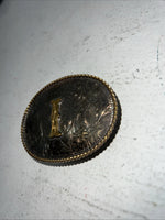 New Children’s Western Productions Copper Gold “I” Oval Belt Buckle. GM13 F-21