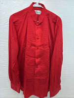 New Classix Red Long Sleeve Button Up English Shirt 16-16.5 Large X-80