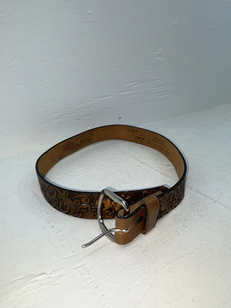 New brown Genuine Leather Chambers Tooled 24” Belt #5442 NN-50