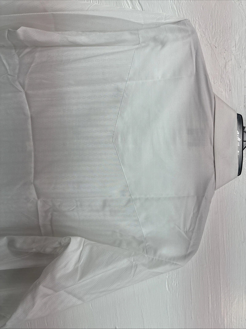 New Men’s ELY Cattleman White Designed Long Sleeve Pearl Snap 16.5 Large Q-102